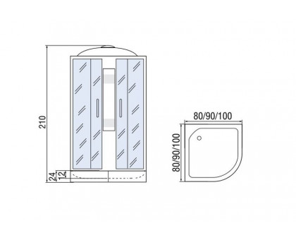 Душевая кабина Мономах 80/24 С МЗ 80х80х210, полукруг
