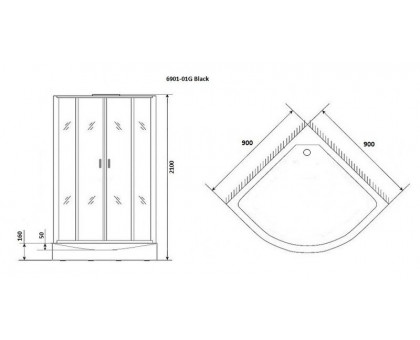 Душевая кабина Niagara Premium NG-6901-01G BLACK 90х90 см