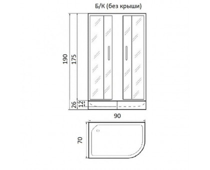 Душевая кабина River NARA Б/К 90/70/24 МТ L