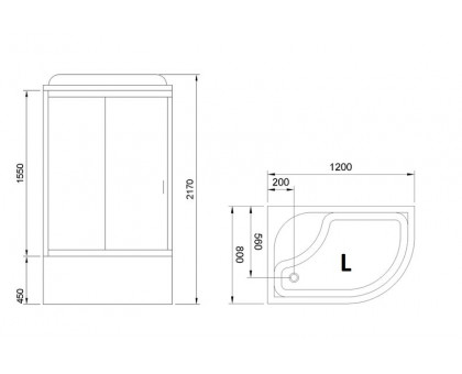 Душевая кабина Royal Bath RB 8120BK3-WC-CH 120х80 см, с матовыми стеклами, левосторонняя