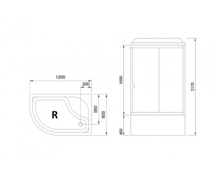 Душевая кабина Royal Bath RB 8120BK1-T 120х80 см, с прозрачными стеклами, правосторонняя