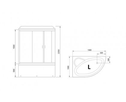 Душевая кабина Royal Bath RB 150ALP-C-CH 150х100 см, с матовыми стеклами, левосторонняя