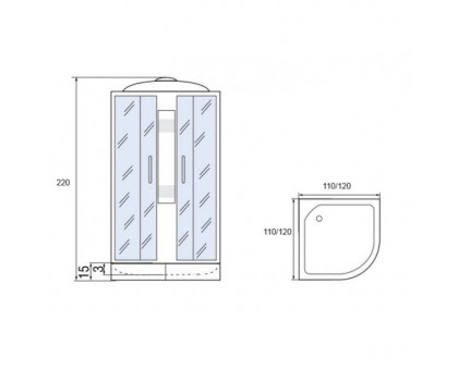 Душевая кабина Мономах 110/110/15 С МЗ 110х110х220, полукруг