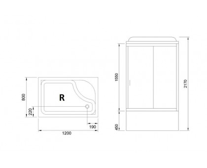 Душевая кабина Royal Bath RB 8120BP2-M 120х80 см, с матовыми стеклами, правосторонняя