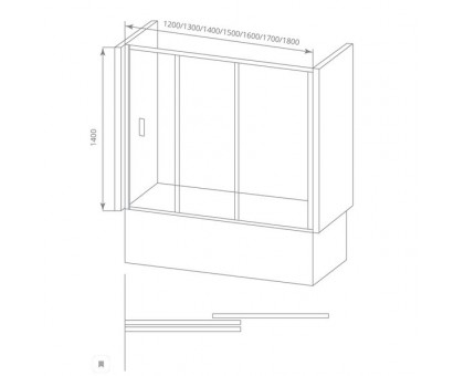 Шторка для ванны Good Door SCREEN WTW-170-G-CH