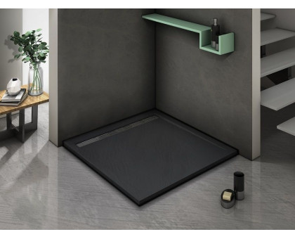 Душевой поддон WeltWasser WW TRS 100 STONE-BL 100х100 см черный с сифоном