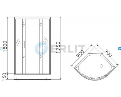 Душевой уголок Erlit ER0509-C4 с низким поддоном