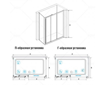 Душевой уголок RGW CL-40 (CL-11 + Z-12) 150x100, прозрачное стекло