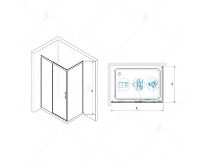 Душевой уголок RGW LE-41B (LE-12B + Z-22B) 120x90, прозрачное стекло