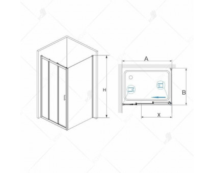 Душевой уголок RGW PA-73 P (PA-13 + 2Z-050-2) 100x90, прозрачное стекло