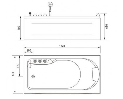 Акриловая ванна Gemy G9006-1.7 B L