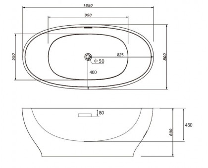Ванна ABBER AB9207 отдельностоящая 165х80 см